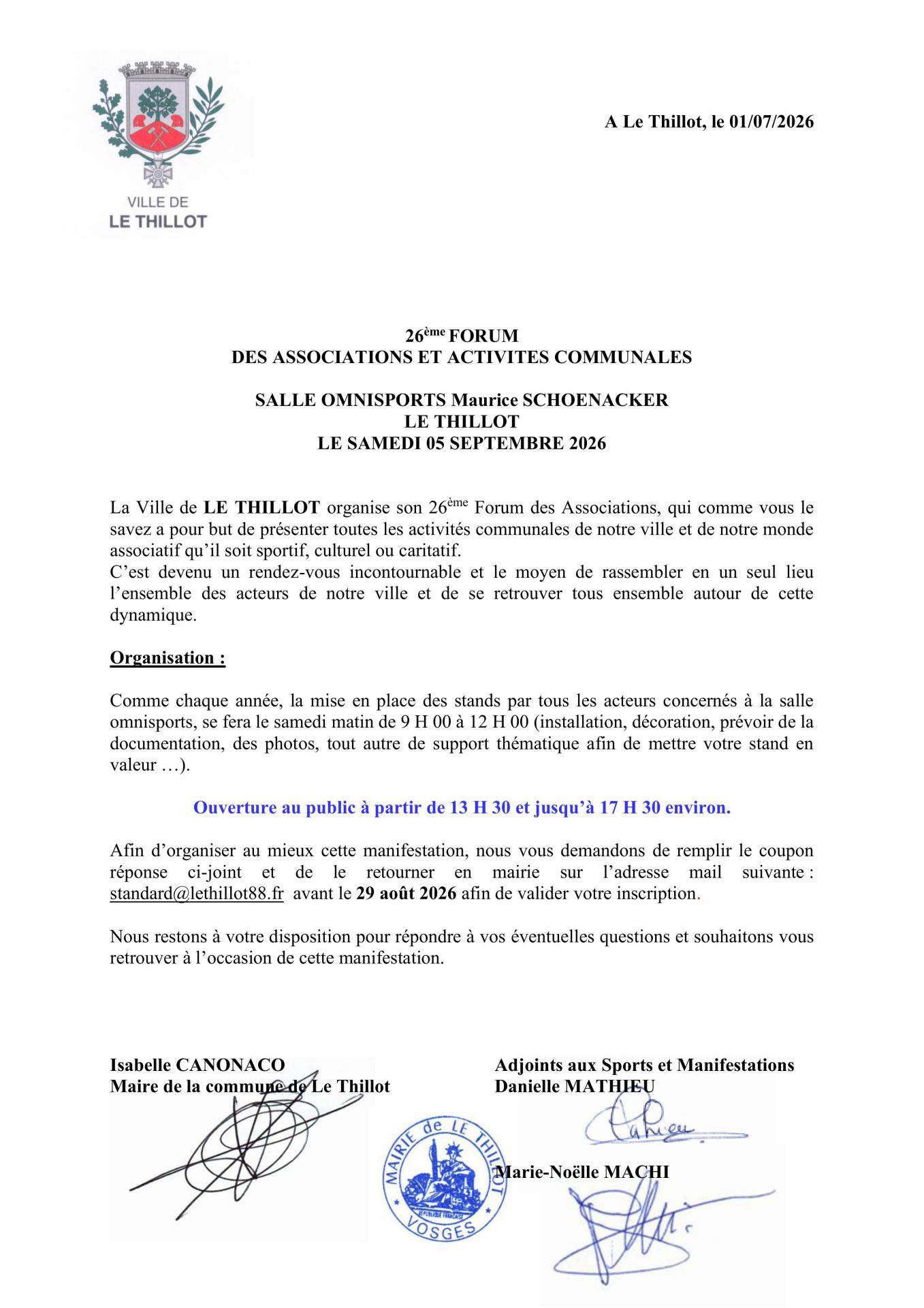 2026 forum des associations courrier