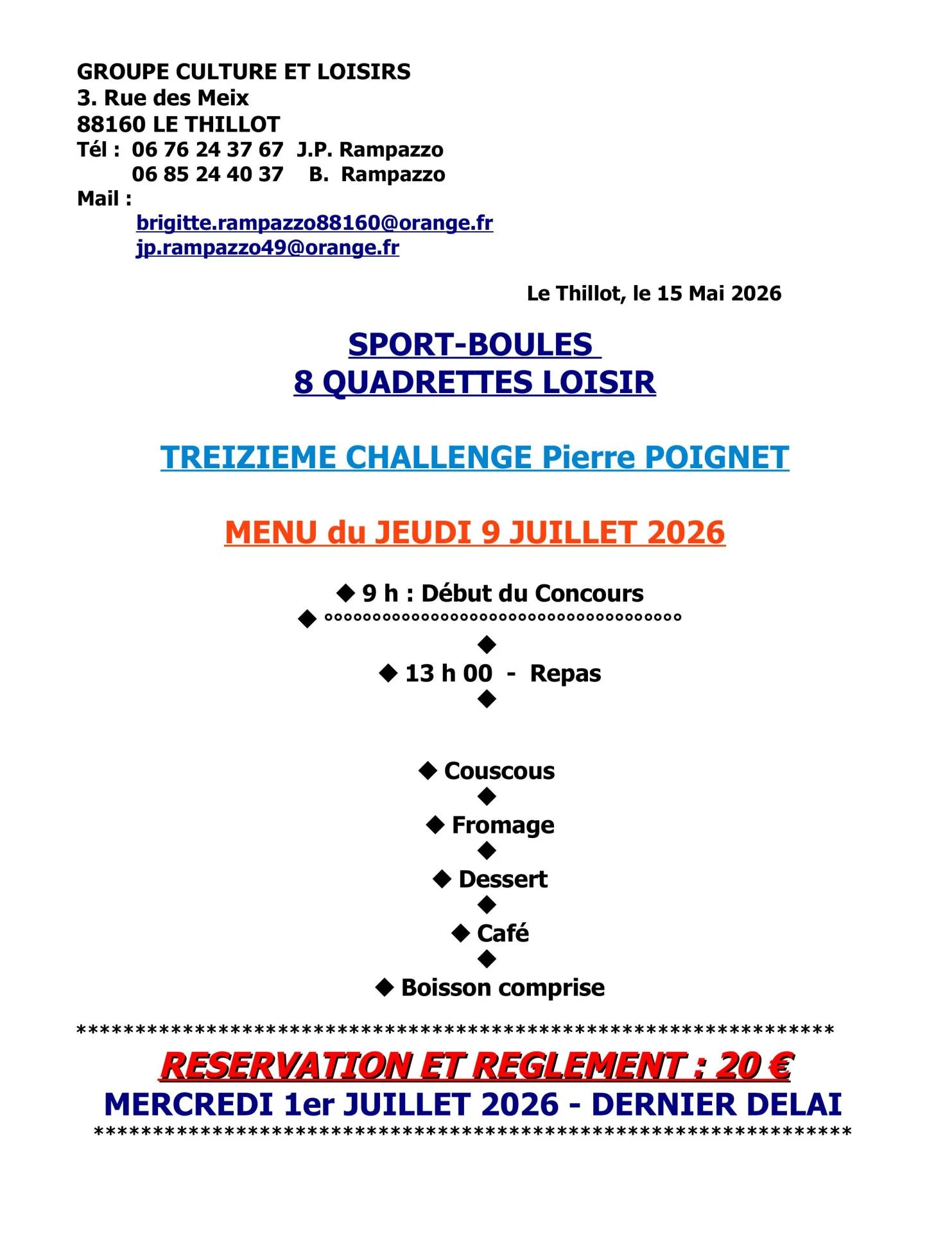 Menu du jeudi 09 07 2026